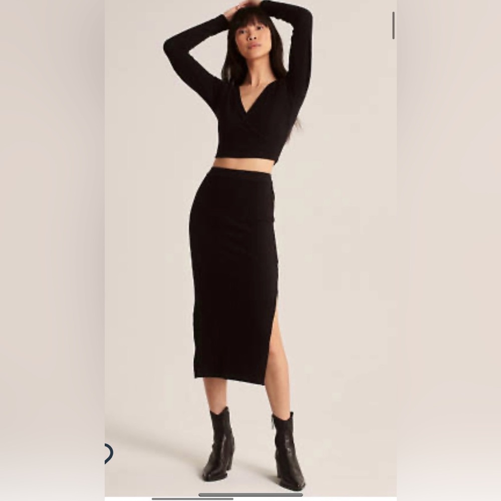 Abercrombie Black Ribbed Skirt Set